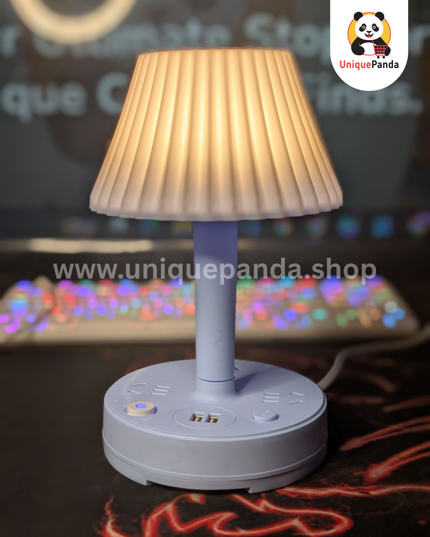 LED Desk Lamp with USB Charging Ports, Power Outlets & Adjustable Phone Stand – 3 Color Dimmable Bedside Table Lamp with 1.8 Meter Power Cable