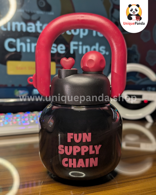 Fashionable 800ml Infuser Water Bottle with Wide Fat Handle & Hanging Mini Doll – Perfect for Kids, Teens, Young Ladies & Gym Use