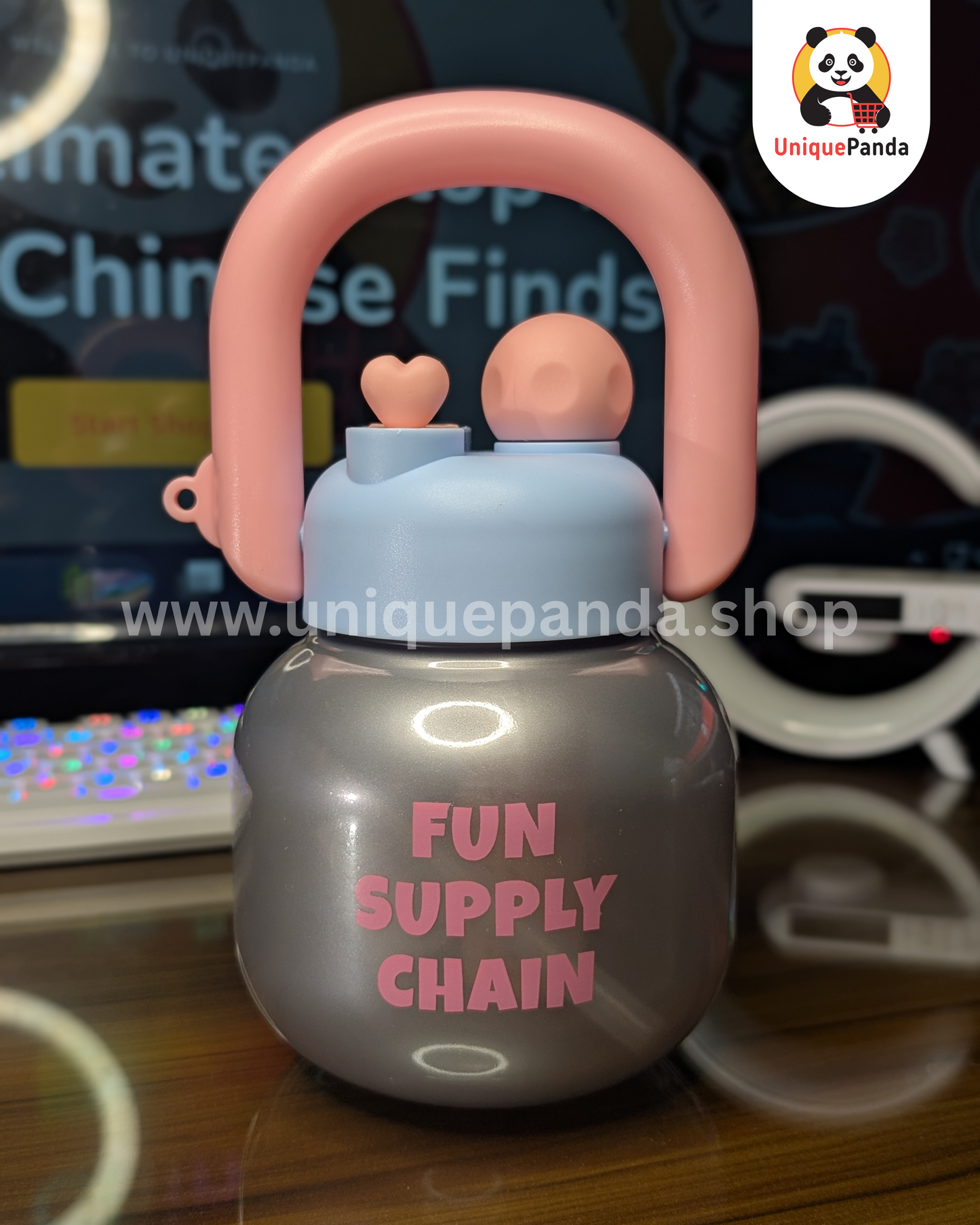 Fashionable 800ml Infuser Water Bottle with Wide Fat Handle & Hanging Mini Doll – Perfect for Kids, Teens, Young Ladies & Gym Use