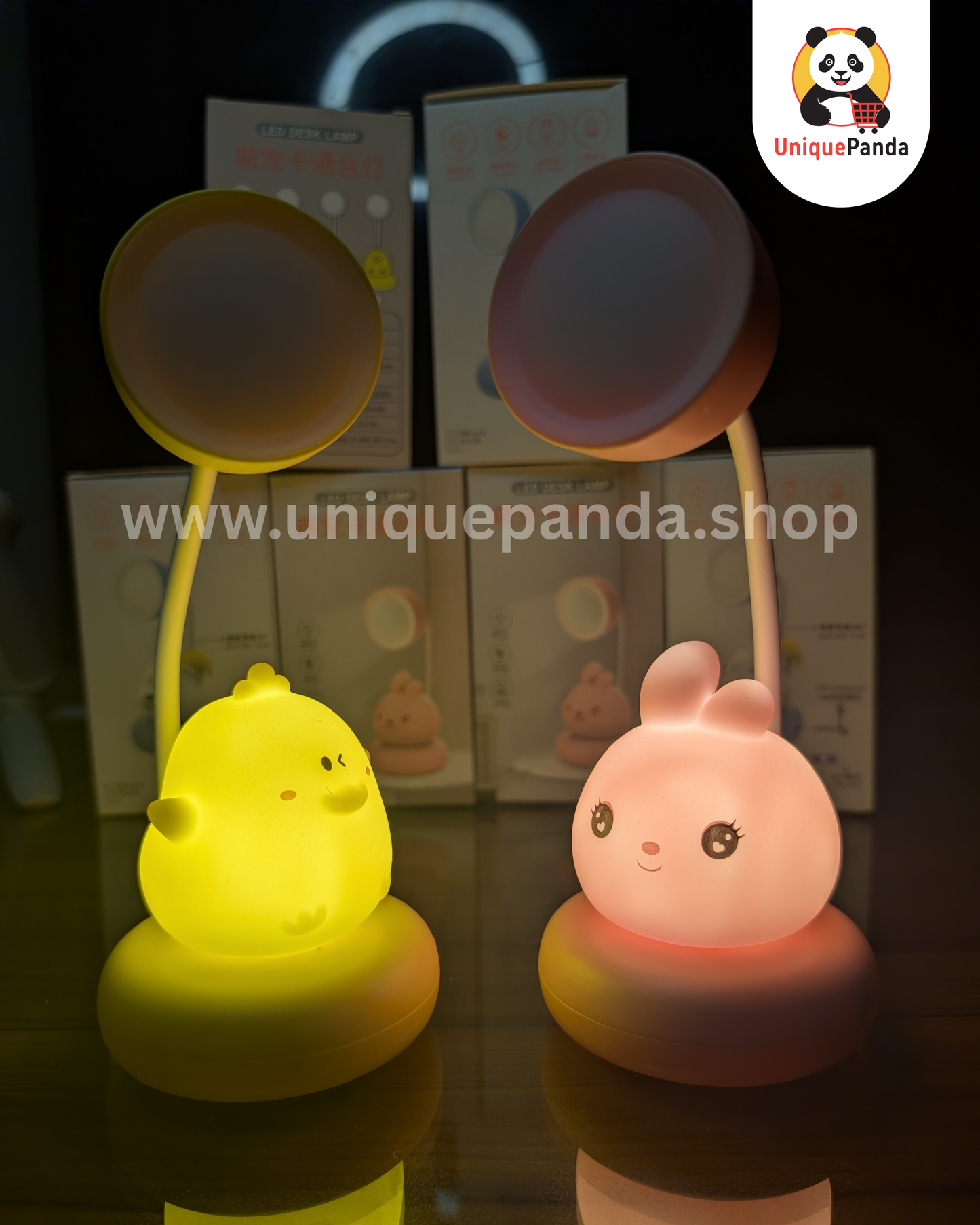Cute Rechargeable LED Desk Lamp with Double Light | Cartoon Night Table Lamp for Study & Kids Room