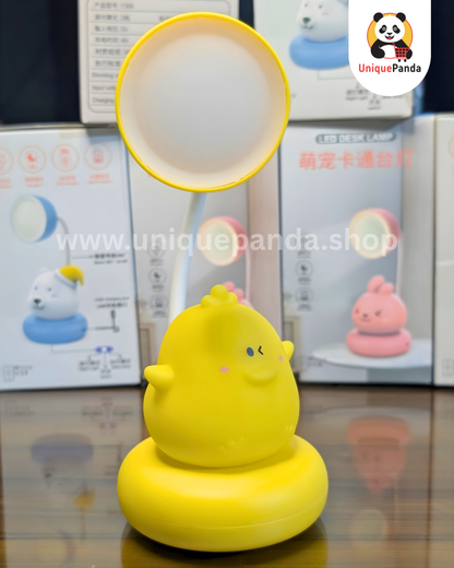 Cute Rechargeable LED Desk Lamp with Double Light | Cartoon Night Table Lamp for Study & Kids Room