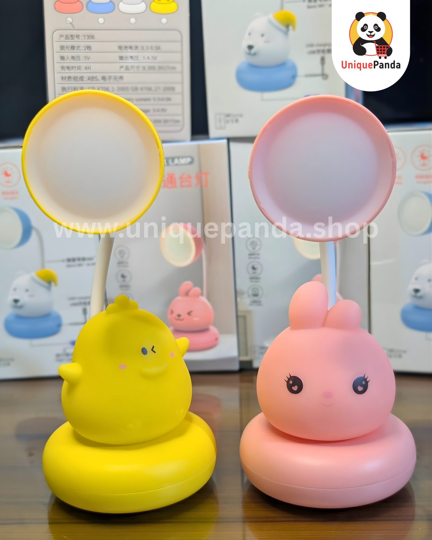 Cute Rechargeable LED Desk Lamp with Double Light | Cartoon Night Table Lamp for Study & Kids Room