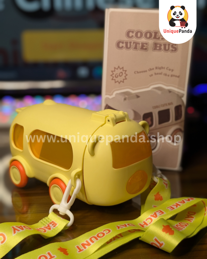 Cool Cute Bus Toy Kids Water Bottle 500ml - Perfect for School, Travel, Vehicle Lovers, Students & Playtime