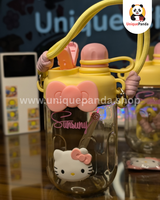 Hello Kitty 500ml Cute Water Bottle with Hand Rope – Perfect for Students, Teen Girls & Young Ladies