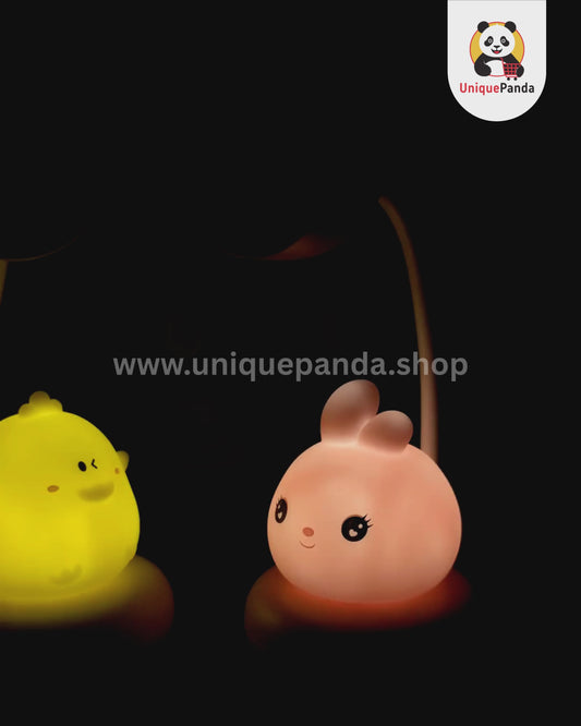 Cute Rechargeable LED Desk Lamp with Double Light | Cartoon Night Table Lamp for Study & Kids Room