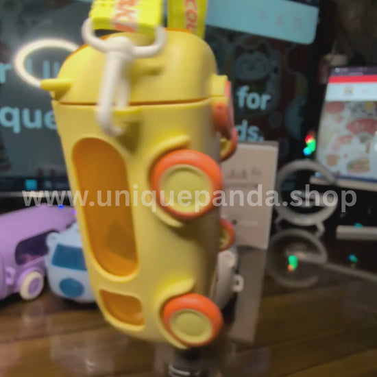 Cool Cute Bus Toy Kids Water Bottle 500ml - Perfect for School, Travel, Vehicle Lovers, Students & Playtime