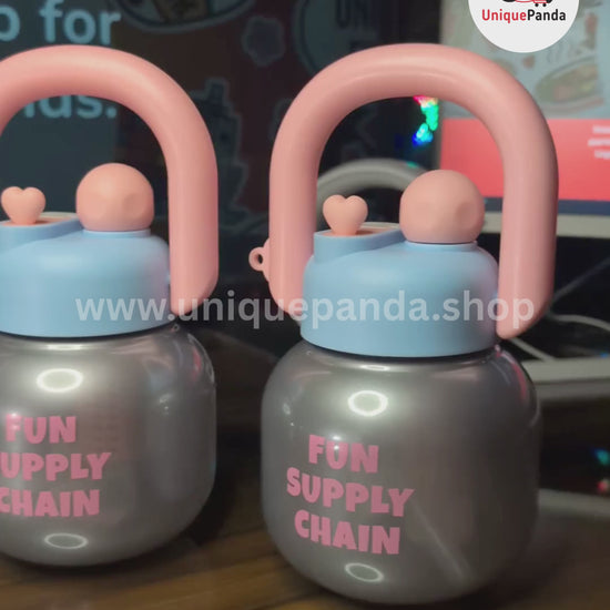 Fashionable 800ml Infuser Water Bottle with Wide Fat Handle & Hanging Mini Doll – Perfect for Kids, Teens, Young Ladies & Gym Use