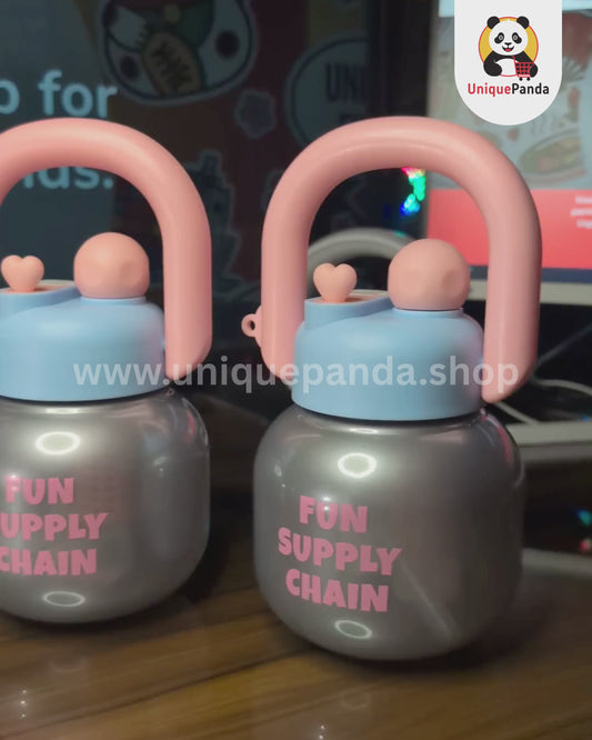 Fashionable 800ml Infuser Water Bottle with Wide Fat Handle & Hanging Mini Doll – Perfect for Kids, Teens, Young Ladies & Gym Use