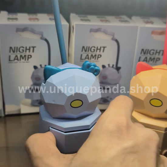 Cute Cartoon Cat Star Desk Lamp with Phone Stand & Mini Drawer | Rechargeable Type-B USB | 3 Dimmable Light Modes (Warm, White & Mixed) | Adorable Study & Night Light